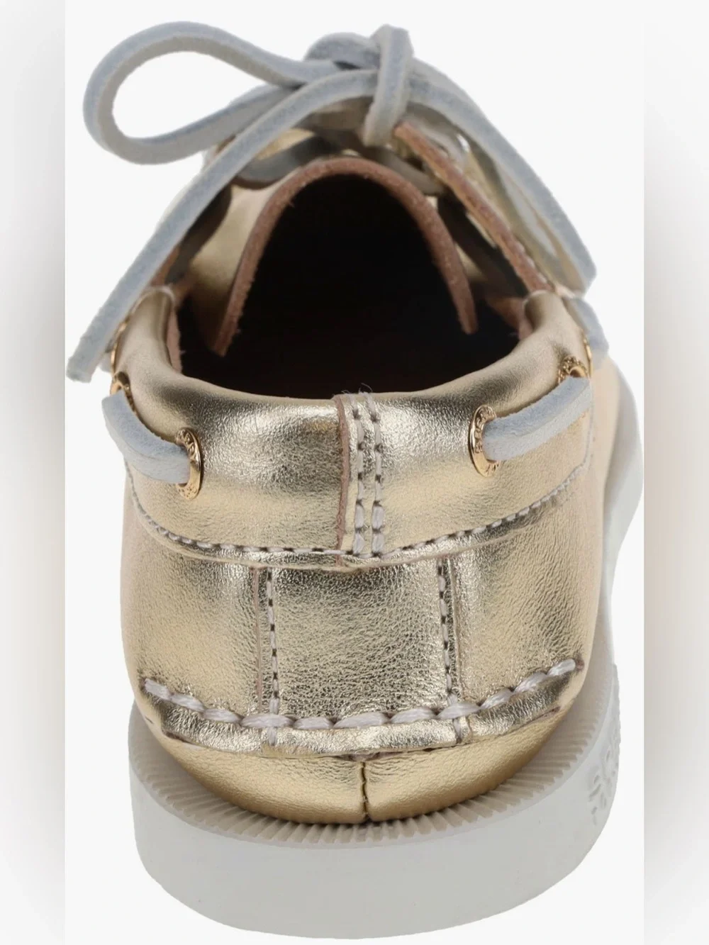 Sperry Metallic Gold Kids Moccasin with Light Gray Laces